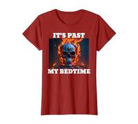 It's Past My Bedtime Skeleton Meme Flames T-Shirt, Women, Cranberry Red, 3X-Large
