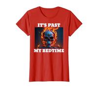 It's Past My Bedtime Skeleton Meme Flames T-Shirt, Women, Red, Large