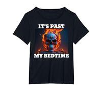 It's Past My Bedtime Skeleton Meme Flames T-Shirt, Women's Plus, Black, 6X