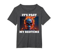 It's Past My Bedtime Skeleton Meme Flames T-Shirt, Women's Plus, Dark Heather Grey, 6X