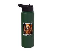 It's Past My Bedtime Tired Skeleton Fire Flames Funny Meme Stainless Steel Insulated Water Bottle