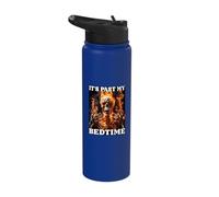 It's Past My Bedtime Tired Skeleton Fire Flames Funny Meme Stainless Steel Insulated Water Bottle