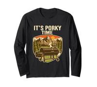 It's Porky Time Funny BBQ Smoker Pig Grilling Long Sleeve T-Shirt