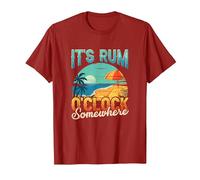 Its Rum Oclock Somewhere Summer Vacation Beach Drinking T-Shirt, Men, Cranberry Red, XX-Large
