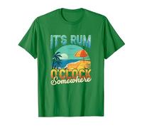 Its Rum Oclock Somewhere Summer Vacation Beach Drinking T-Shirt, Men, Kelly Green, XX-Large