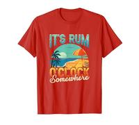 Its Rum Oclock Somewhere Summer Vacation Beach Drinking T-Shirt, Men, Red, 3X-Large