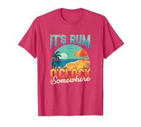 Its Rum Oclock Somewhere Summer Vacation Beach Drinking T-Shirt, Men, Red Heather, 3X-Large