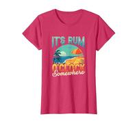 Its Rum Oclock Somewhere Summer Vacation Beach Drinking T-Shirt, Women, Red Heather, 3X-Large