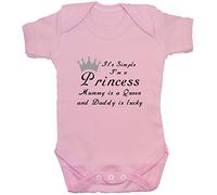 It's Simple I'm A Princess Mummy is A Queen & Daddy is Lucky Baby Bodysuit/Romper/Vest/T-Shirt - 6-12 Months - Pink