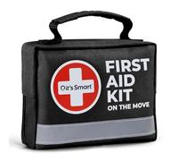 It's Smart Premium Compact Grab and Go First Aid Kit, 150 Pieces, Black Travel Bag, Emergency Essentials for Hiking, Home, Camping, Car with Emergency Blanket, Bandages and Burns Gel