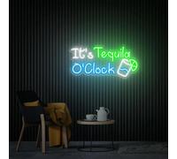 It's Tequila O'clock Neon Sign, Home Bar Signs, Custom Tequila Bar Wall Decor