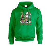 It's That Time Again Cat Christmas Tree Mens Hoodie Funny Festive Xmas Gift Hoody Kelly Green - XX-Large