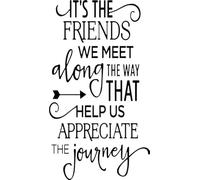 It's The Friends We Meet Along The Way That Help Us Appreciate The Journey Quote Wine Bottle Vinyl Decal Sticker for Car/Window/Wall (Gold)