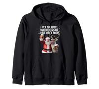 It's The Most Wonderful Time For A Beer Christmas Santa Xmas Zip Hoodie