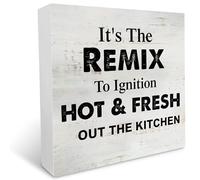 It's The Remix to Ignition Hot And Fresh Out The Kitchen Wooden Box Sign Desk Decor 7x7 Inch Funny Kitchen Box Sign Wood Block Sign Rustic Home Decor