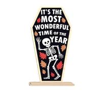 It's The Wonderful of The Year Wooden Sign Halloween Dancing Skeleton Farmhouse Sign Gothic Sign Fall Door Sign Skeleton Wood Sign Halloween Season Wal Christmas Ornament Fancy (A, One Size)