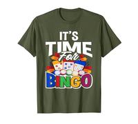 It's Time for Bingo Funny Bingo Player T-Shirt, Men, Olive Green, 3X-Large