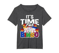It's Time for Bingo Funny Bingo Player T-Shirt, Women's Plus, Dark Heather Grey, 2X