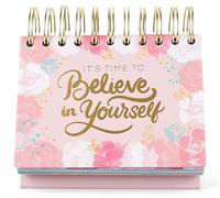 It's Time to Believe in Yourself,Inspirational Standing Flip Calendar,Undated Motivational Perpetual Desk Easel,Teachers,Office,Bridesmaid,Home Decor,Desk Accessory,Gift for Women,Quotes and Phrases