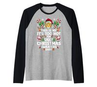 It's Too Hot for Ugly Christmas Sweaters Leopard Animal Raglan Baseball Tee