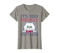 Its Too Peopley Outside Introvert Shy Cat Lover T-Shirt, Women, Slate Grey, Medium
