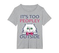 Its Too Peopley Outside Introvert Shy Cat Lover T-Shirt, Women's Plus, Heather Grey, 4X