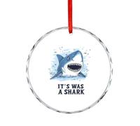 It's Was A Shark Christmas Hanging Ornaments Crystal Glass Round Pendant Gifts for Xmas Trees Home Offices