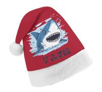 It's Was A Shark Classic Christmas Santa Hat Unisex Printed Xmas Holiday Hats for New Year Festive Party