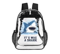 It's Was A Shark Funny Clear Backpack Waterproof Transparent Bag See Through Rucksack with Adjustable Straps