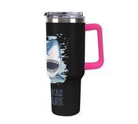 It's was A Shark Travel Mug with Handle & Straw 40oz Stainless Steel Water Bottle Double Wall Tumbler