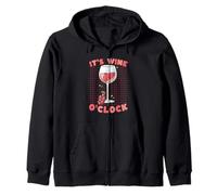 It's Wine O'clock Alcohol Kawaii Cute Funny Zip Hoodie