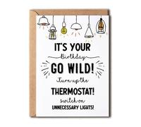 It's Your Birthday - Go Wild Turn Up The Thermostat - Funny Birthday Card - Naughty Anniversary Card - Gift For Him Her