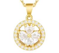 ITS4YEO Four Leaf Clover Pendant Necklace Double Layer Chain 14K Gold Plated Birthday Valentine's day Jewelry Gift for Women Wife, Gold, Zircon