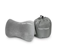 ITSA Towel Trapper - Memory Foam Beach & Travel Pillow with Neck Support and strap that clips around sunlounger (Pebble Grey)