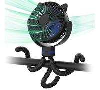 ITSHINY Pram Fan, 2025 Upgraded Stroller Fan Clip on Rechargeable, 4000mAh Portable Fan with Flexible Tripod 3 Speed for Crib Treadmill Car Seat Camping Travel