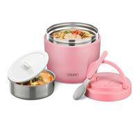 Itslife Food Flask 900 ml, Thermal Food Container with Folding Spoon, Stainless Steel Thermos for Soup, Porridge, Rice, Fruit, Pink
