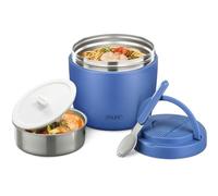 Itslife Food Thermos 900 ml, Thermal Food Container with Folding Spoon, Stainless Steel Thermos for Soup, Porridge, Rice, Fruit, Blue