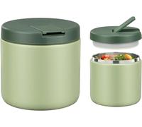 Itslife Modern Rectangular/Square Stainless Steel 560ml Food Container with Buckle Cover, Insulated, Leak-proof, Suitable for Hot and Cold Food, Green