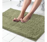 ITSOFT Chenille Bath Mat, Non Slip Bathroom Mat, Absorbent & Machine Washable Toilet Mat, Soft Plush Bathroom Rug, Sage Green, 50 x 60 cm (Rectangular)