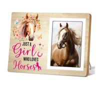 Itsoly Horse Picture Frame, Rustic Farmhouse Horse Girl Flower Gifts for Horses Lover Photo Frame, Just a Girl Who Loves Horses,Birthday Christmas Gifts,Frits 4x6 Photo12P141