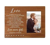 Itsoly Love Never Fails Picture Frame, Couples Wood Photo Frame 1 Corinthians 13:4-8, Unique Couple Gift for Wedding Anniversary, Valentine's Day, Engagement,Bridal Shower, Picture Frame Gifts for