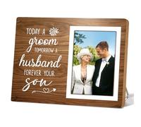 Itsoly Picture Frame - Today a Groom, Tomorrow a Husband, Forever Your Son - 9.8 x 7.8 inches, Holds 4 x 6 inches, Brown, Geometric, Handcrafted, Engineered Wood, Versatile Display Options