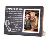 Itsoly Stepped Up Dad Wood Picture Frame, Stepfather Photo Frame Gift, Birthday Gift for Stepdad from Daughter Son, Christmas,Birthday,Father's Day,Thank You Gifts for Father