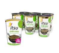 itsu Chilli Miso Flavour Rice Noodles | Instant Noodle Cups | Authentic Japanese Flavour | Vegan & Gluten-Free | Low-Calorie | Quick-to-Make Snack | Pack of 6