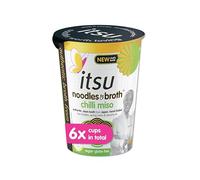 itsu chilli miso instant noodles & broth pot 65g | Instant Noodles Snack Multipack | Quick-to-Make Snack | Gluten free | Vegan | Pack of 6