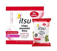 itsu Seaweed Thins 5g | Crispy Seaweed Snacks | Vegan | Low Calorie | Healthy Snack | Sweet Soy & Salt | Pack of 32