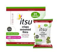 itsu Sriracha Flavour Seaweed Thins | Crispy Seaweed Snacks | NEW Larger Pack (32 x 5g packs) | Vegan, Low Calorie, Healthy Snack, Seaweed Crisps