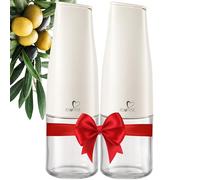 itsufirst® Olive Oil and Vinegar Dispenser Set - 2 x 500ml Glass Pourer Bottles with Auto Flip Non-Drip Non-Spill Drizzlers - Leakproof Oil Dispenser Bottles for Kitchen - Pure (Off-White) Pack of 2