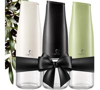 itsufirst® Olive Oil & Vinegar Dispenser Set - 3x500ml Auto Flip, Non-Drip & Non-Spill Glass Pourers, Leakproof Oil Bottles for Kitchen, Easy To Clean, Vinegar Drizzlers for Cooking, Pack Of 3 (W+B+G)
