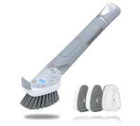 ITTAHO Multi-Use Soap Dispensing Dish Brush set, Kitchen Cleaning Brush with 3 Sponge Replaceable Heads, Dish Washing Up Brush with Soap Dispenser for Pot, Pan, Sink